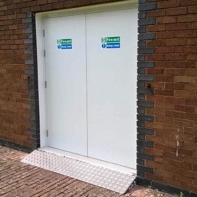 White double fire exit door