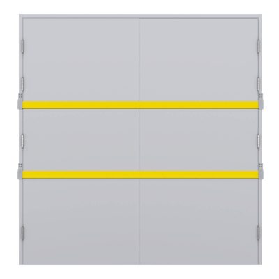 Drop bar kit on an inward opening double door inside view