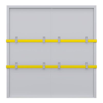 Drop bar kit on an outward opening double door inside view