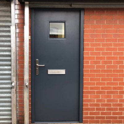Anthracite grey glazed security door