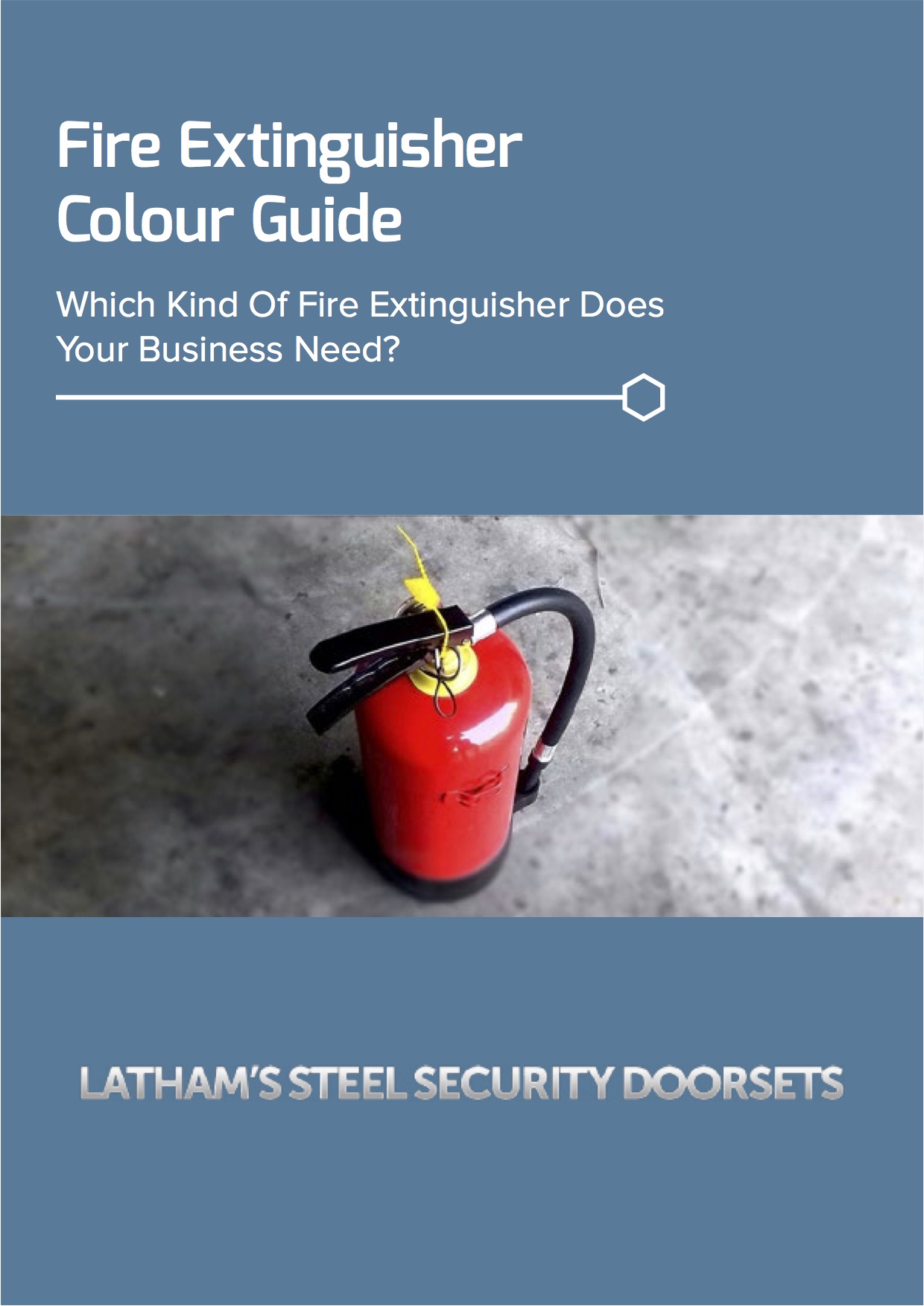 Fire extinguisher colour guide screenshot showing a red fire extinguisher