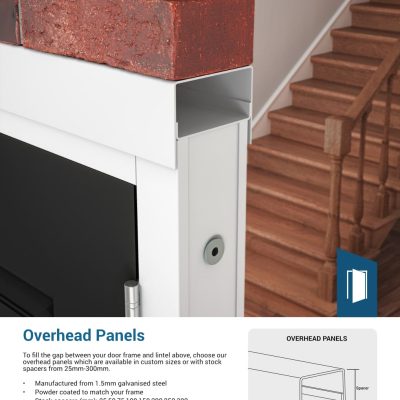 Dimensions and information about overhead panels for single doorsets