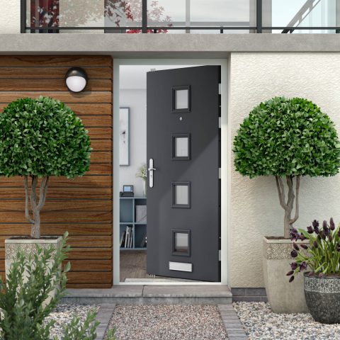 High security front door in anthracite grey