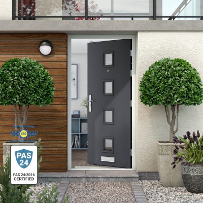 High security front door in anthracite grey