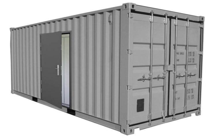 Steel door fitted on a shipping container