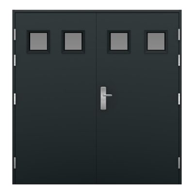 Anthracite grey garage door with four small glazing panels