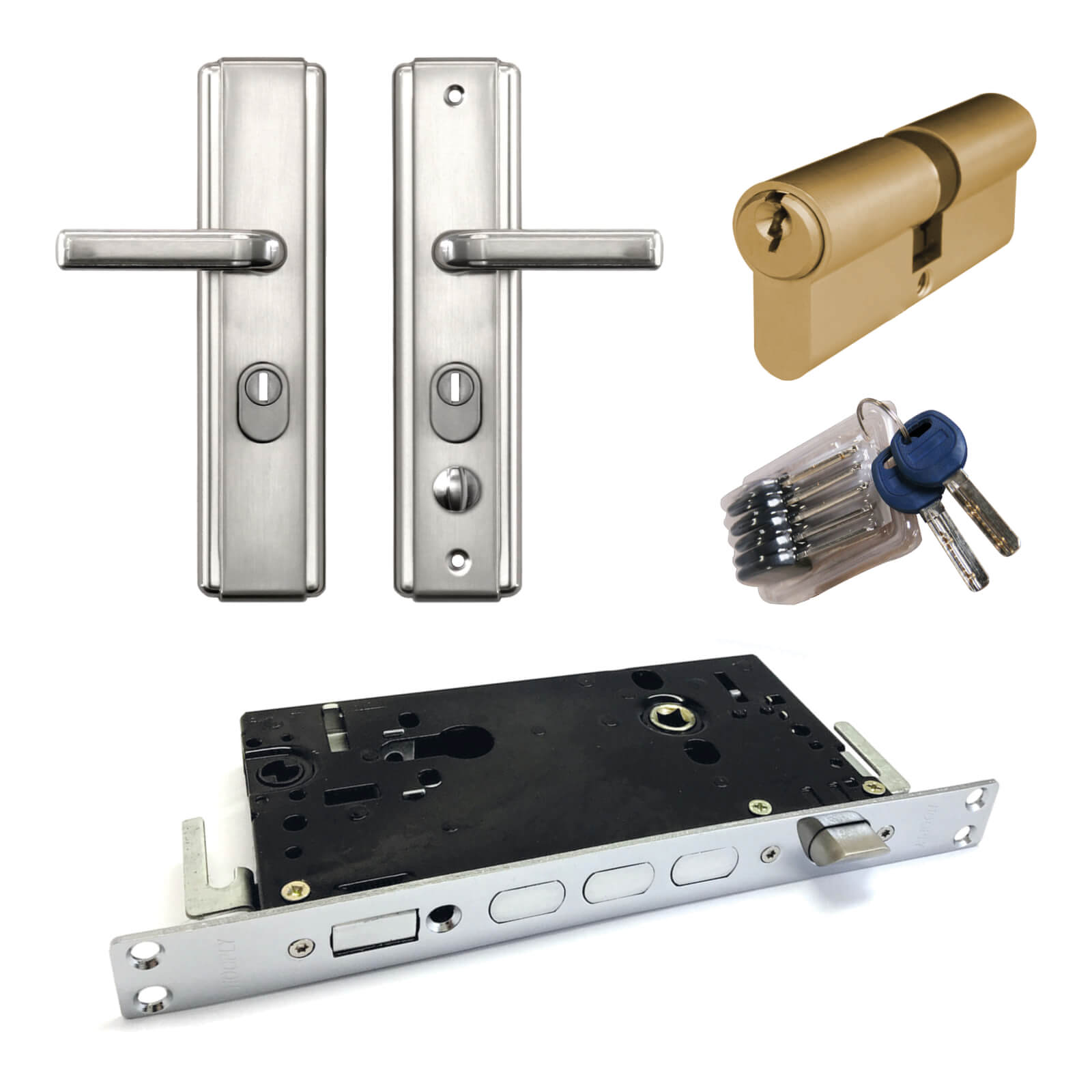 HOOPLY Handle, Lock and Cylinder Bundle Latham's Steel Security Doors