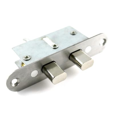 close up shot of the side lock for a converted shipping container door