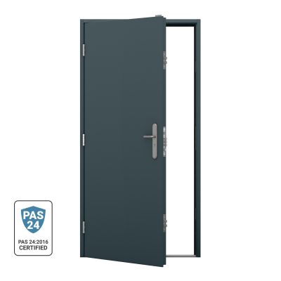 shipping container door in grey with PAS24 rating