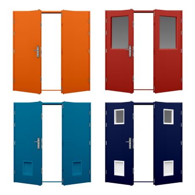 four coloured security double steel door variations