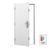 White steel personnel door with colour range icon