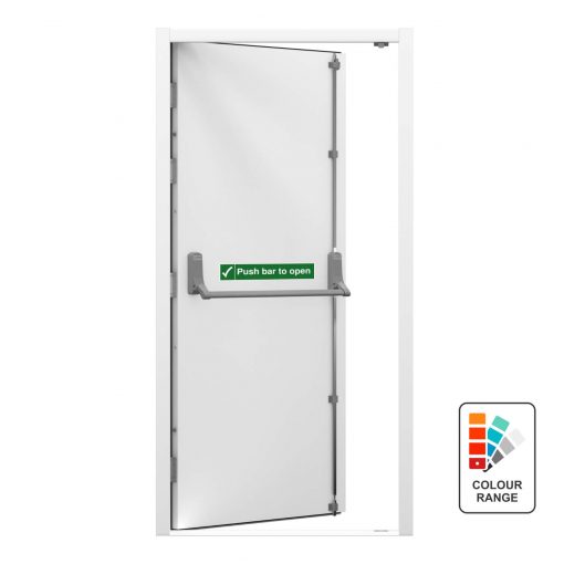 white security fire exit door with push bar to open sticker