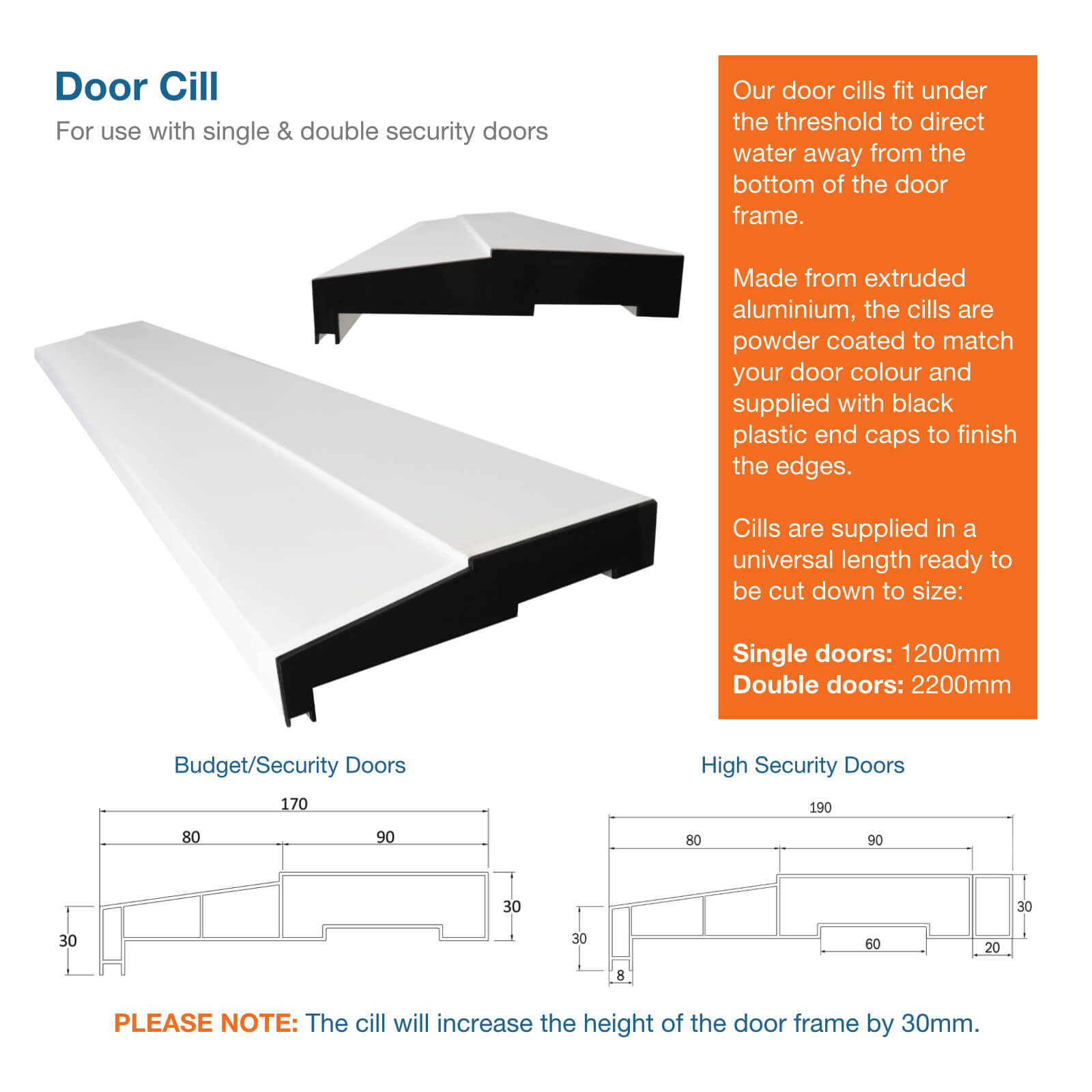 Image showing elevations and dimensions for door cill