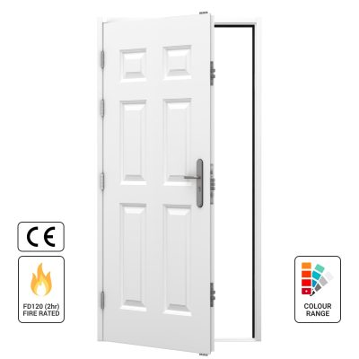 Latham's FD120 fire rated 6 panel steel door