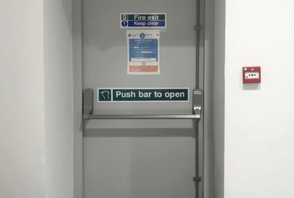 internal view of a fire exit door