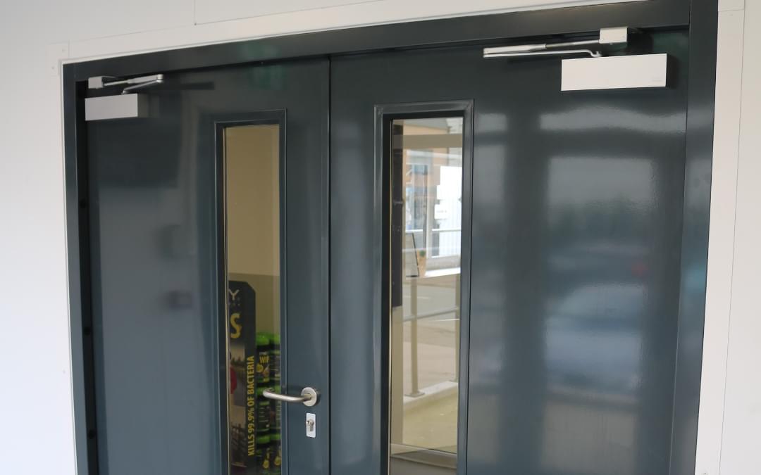 Anthracite grey fire rated double door