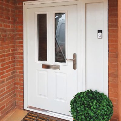 Front door with insulated side panel