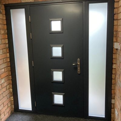 Anthracite grey door with sidelights - internal view