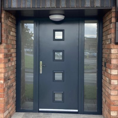 Anthracite grey door with sidelights