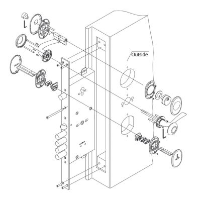 Diagram showing Cefiro lock 60 and handle installation