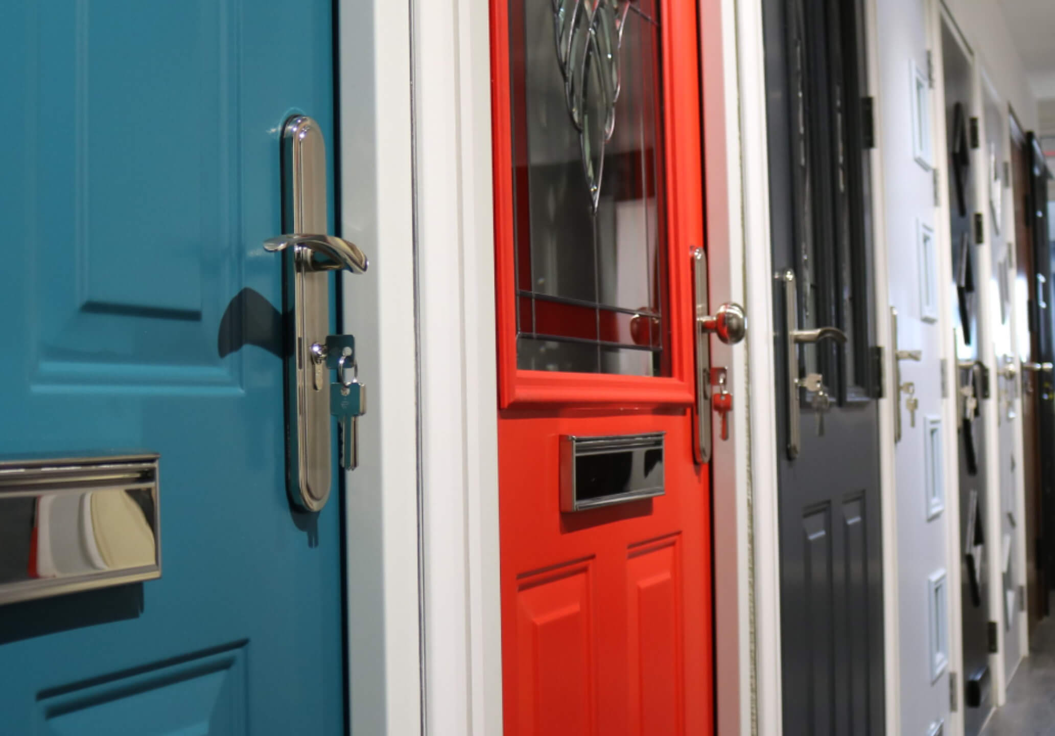 front doors in showroom