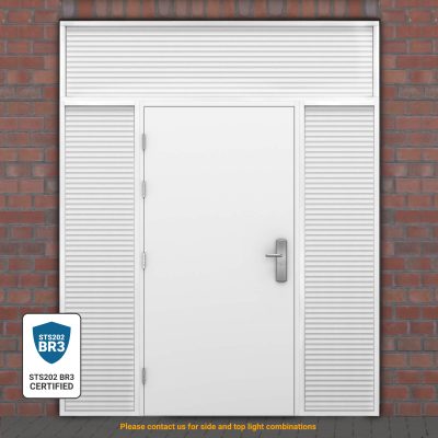 steel door with louvre top and side panel