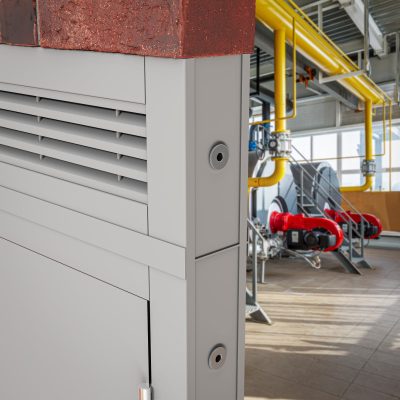 STS202 BR3 Rated Louvred Top Panel Frame Extension fitted