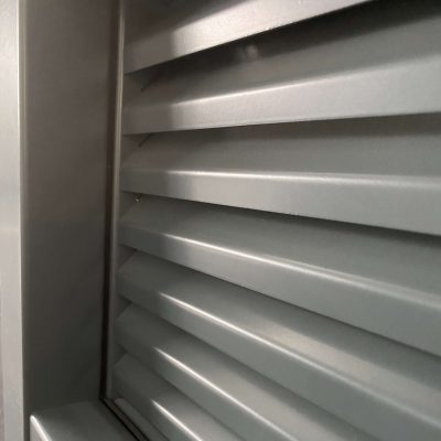 Steel louvre panel close up