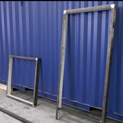Steel goal post frame and shutter box frame