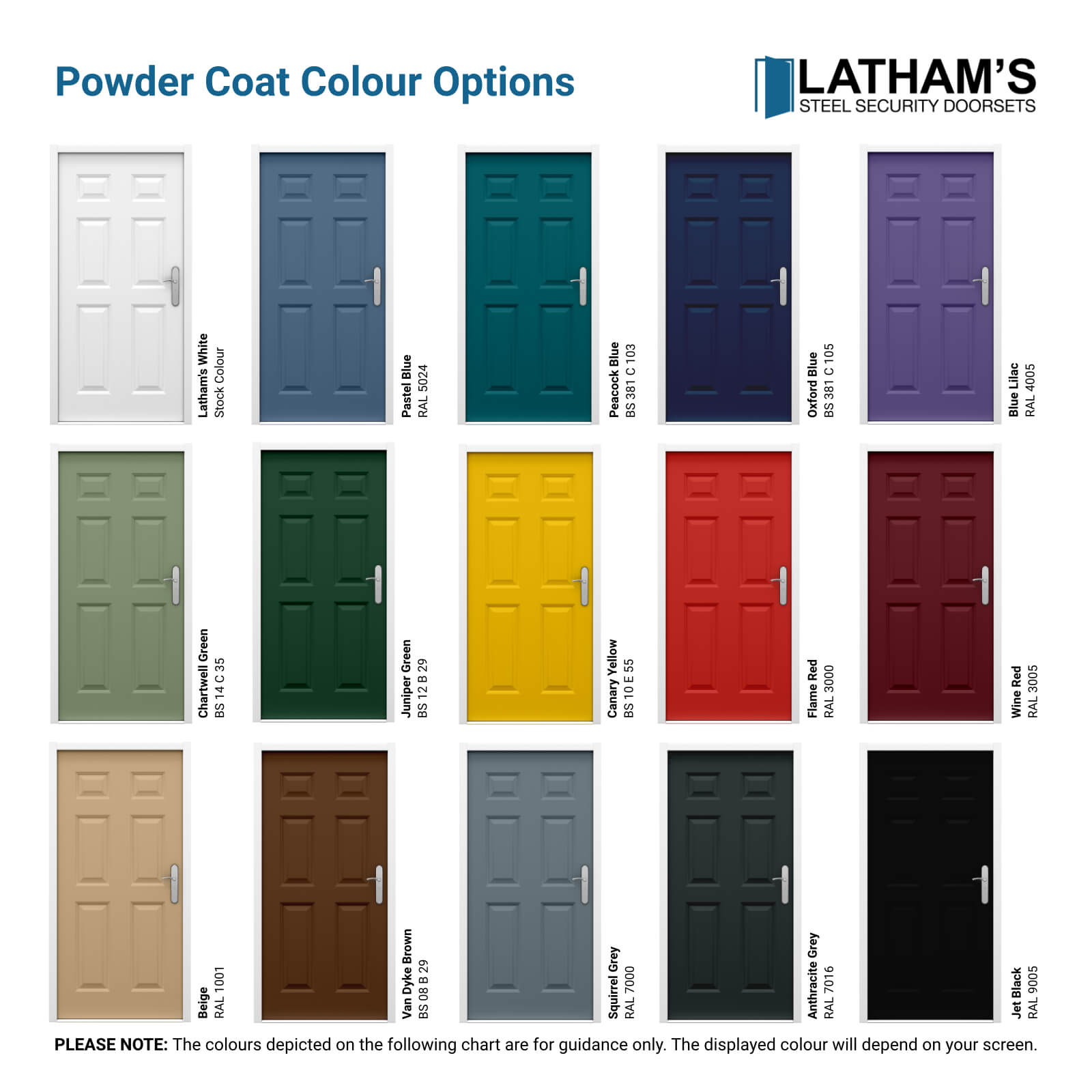 6 Panel Security Front Door Powder Coating Colours