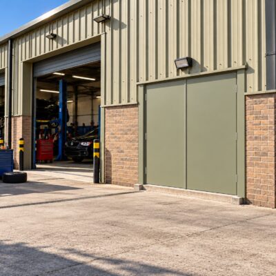 A set of Custom Made Steel Double Fire Exit Doors