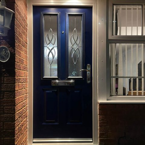 6 panelled security front door in oxford blue