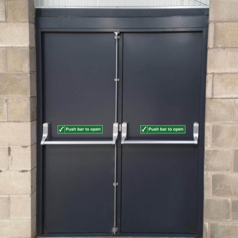 Double fire exit door with over panel