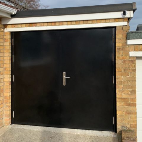 Jet black double steel door