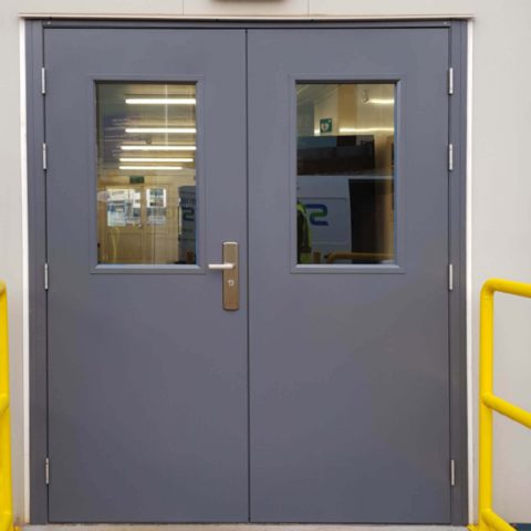 Glazed security double door