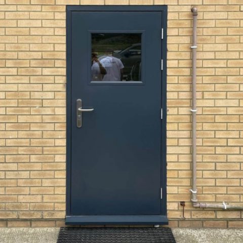 Anthracite grey glazed security steel door
