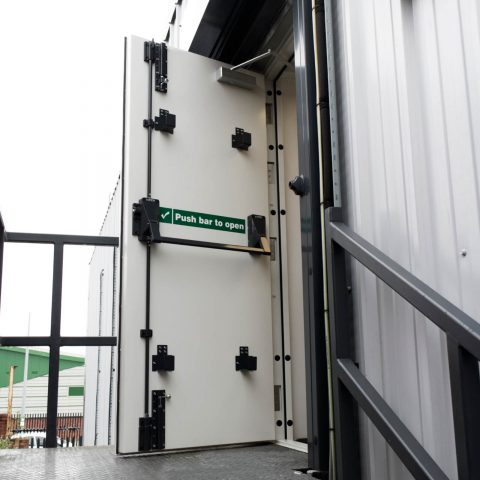 High security fire exit with closer, tower bolts and drop bar brackets