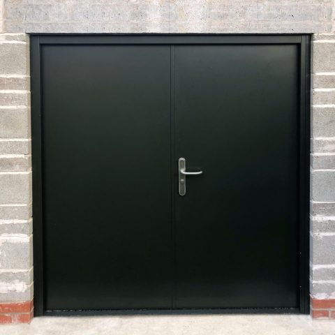 Jet black double steel door