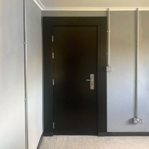 Security steel door in jet black