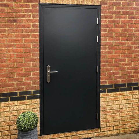 Grey PAS 24 flush steel door