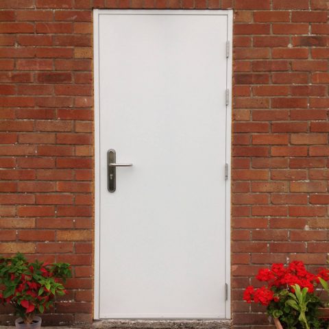 White PAS 24 steel door