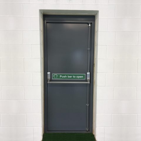 Grey security fire exit