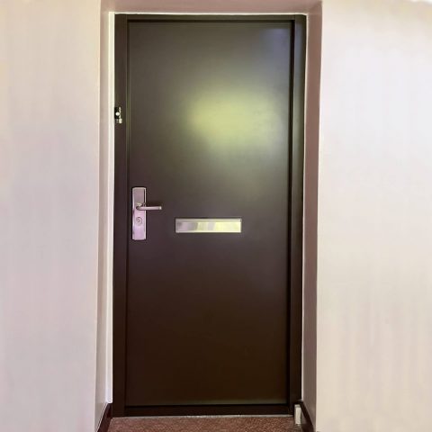 Budget door in Van Dyke Brown