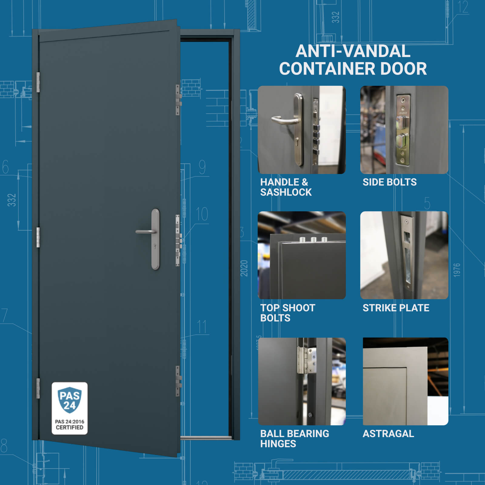 Anti-Vandal Container Door with Astragal | Latham's Steel Doors