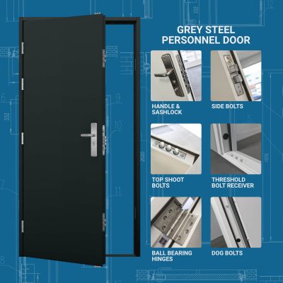 Grey Steel Hinged Personnel Door Sets usp