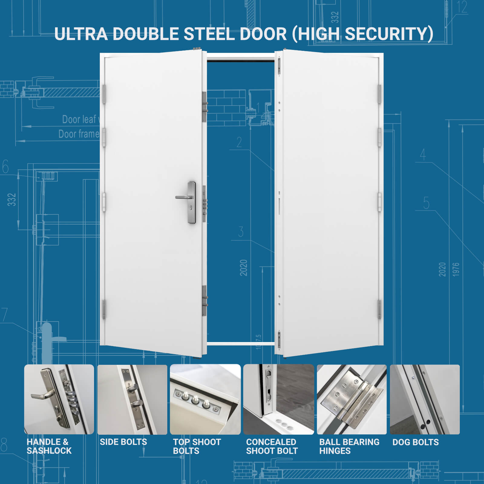 2 Pack Heavy Duty Garage Door Inside Deadlock - Galvanized Steel Side Lock For Extra Security