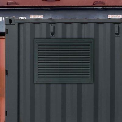 louvre wall panel in grey container