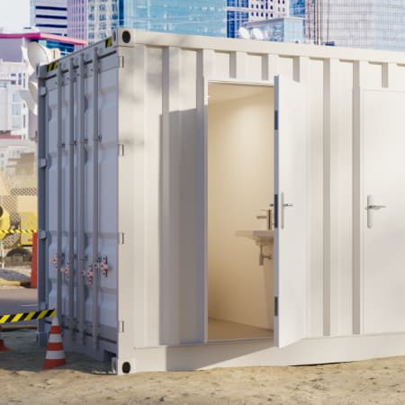 Container door shown on construction site