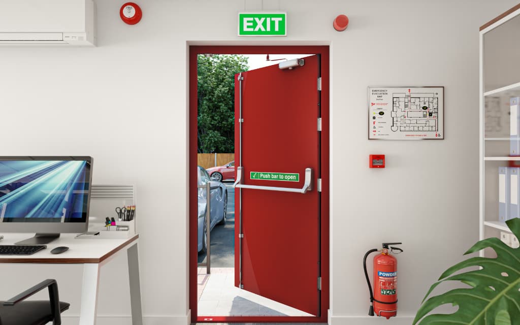 Red Latham's Fire Exit Door