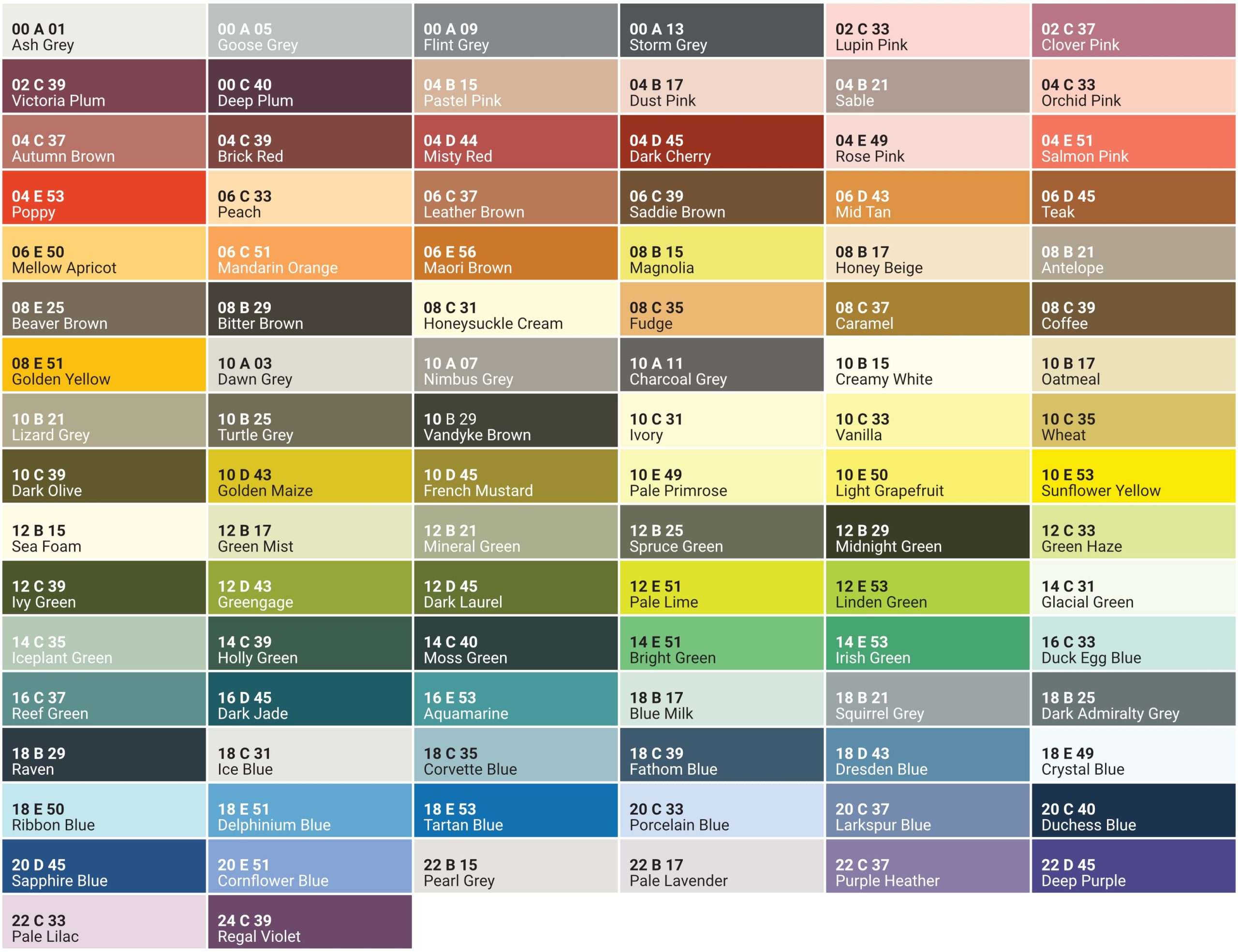 RAL Colour Chart